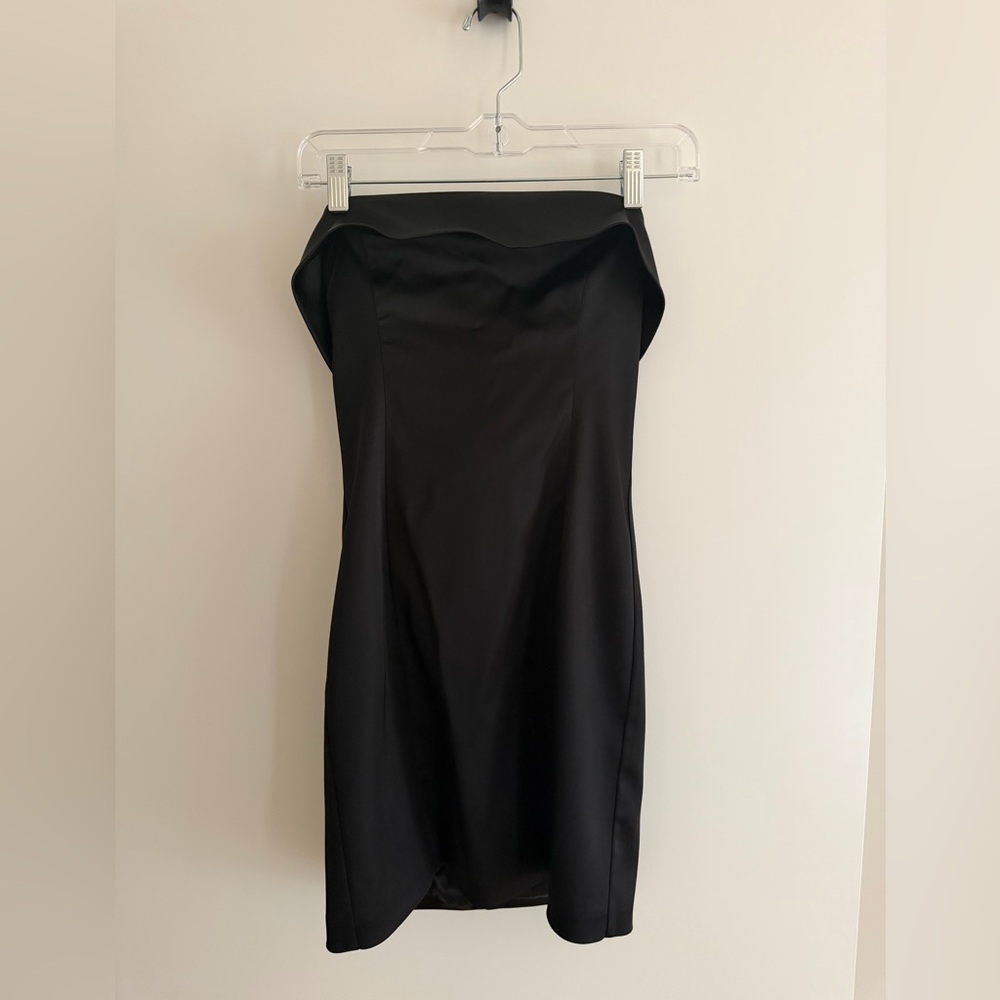 Aritzia Classic Black Strapless Satin Dress, Size 2